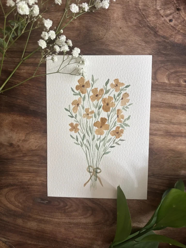 watercolor flowers- brown