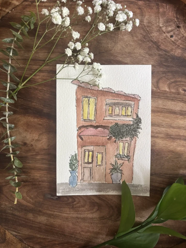 watercolor building